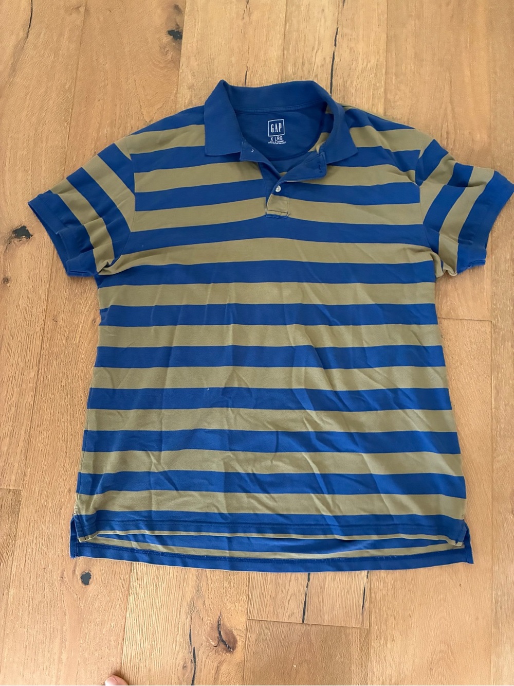 GAP Men’s Royal Blue and Olive Stripe Polo